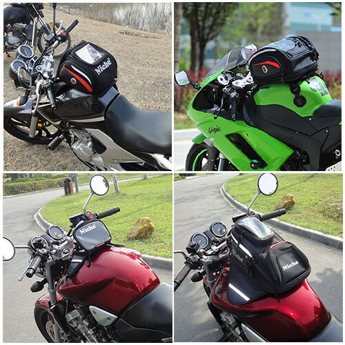 Non-slip leather base with magnetic Tank bag, super easy and quick to attach onto motorcycle tank.